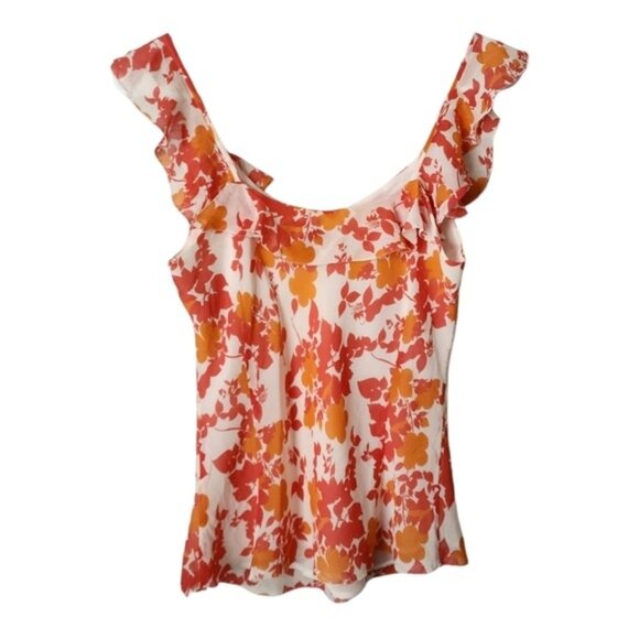 ANN TAYLOR x VINTAGE 90s flutter sleeveless silk floral top size 6 - Picture 3 of 6